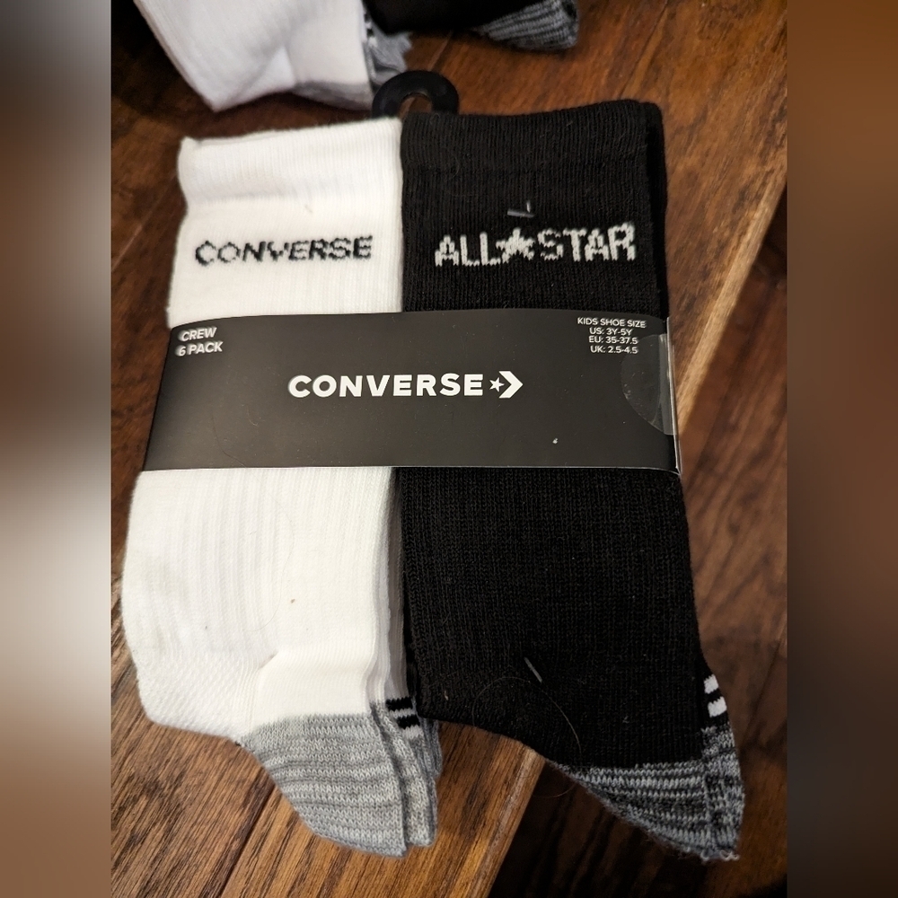 Converse Crew Sock 6 Pack youth shoe size 3-5